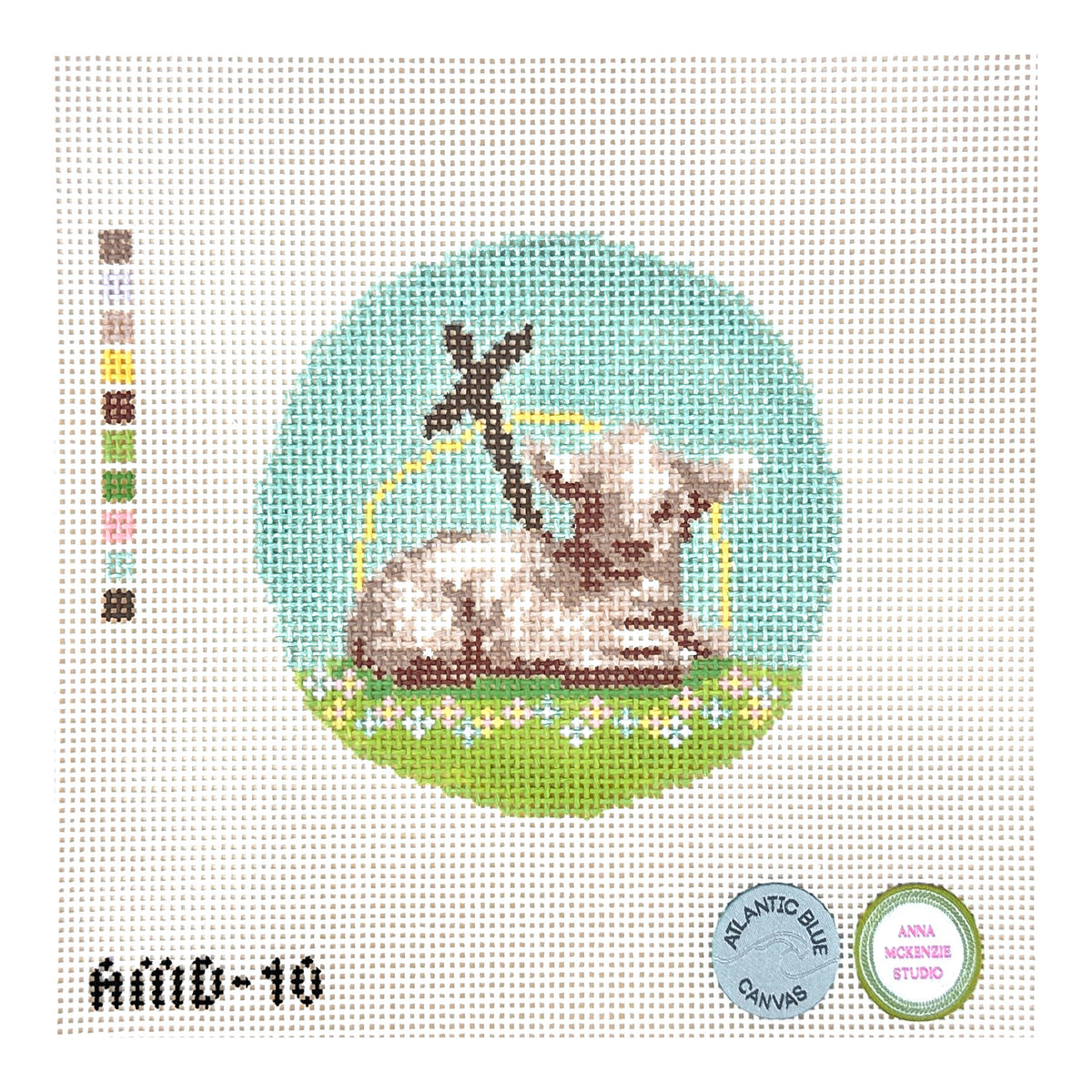 Atlantic Blue Canvas Anna McKenzie Studio Lamb of God Needlepoint Canvas