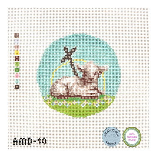 Atlantic Blue Canvas Anna McKenzie Studio Lamb of God Needlepoint Canvas