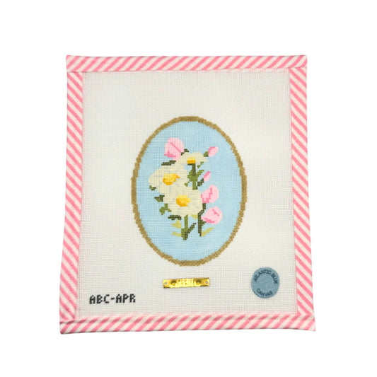 Atlantic Blue Canvas Birth Flowers April Needlepoint Canvas