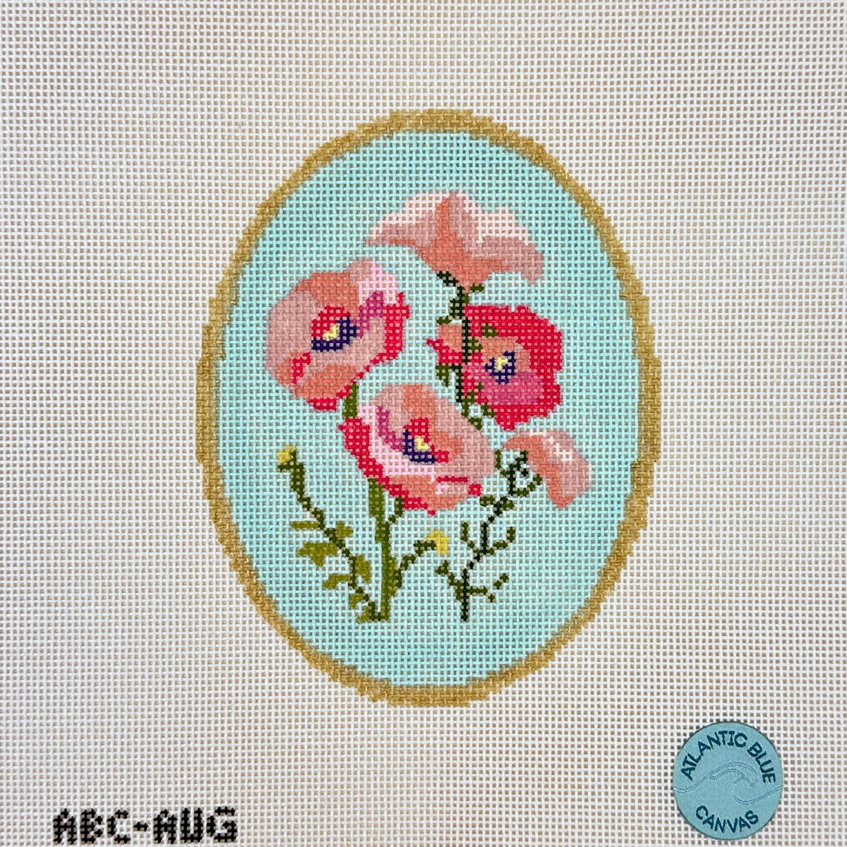 Atlantic Blue Canvas Birth Flowers August Needlepoint Canvas