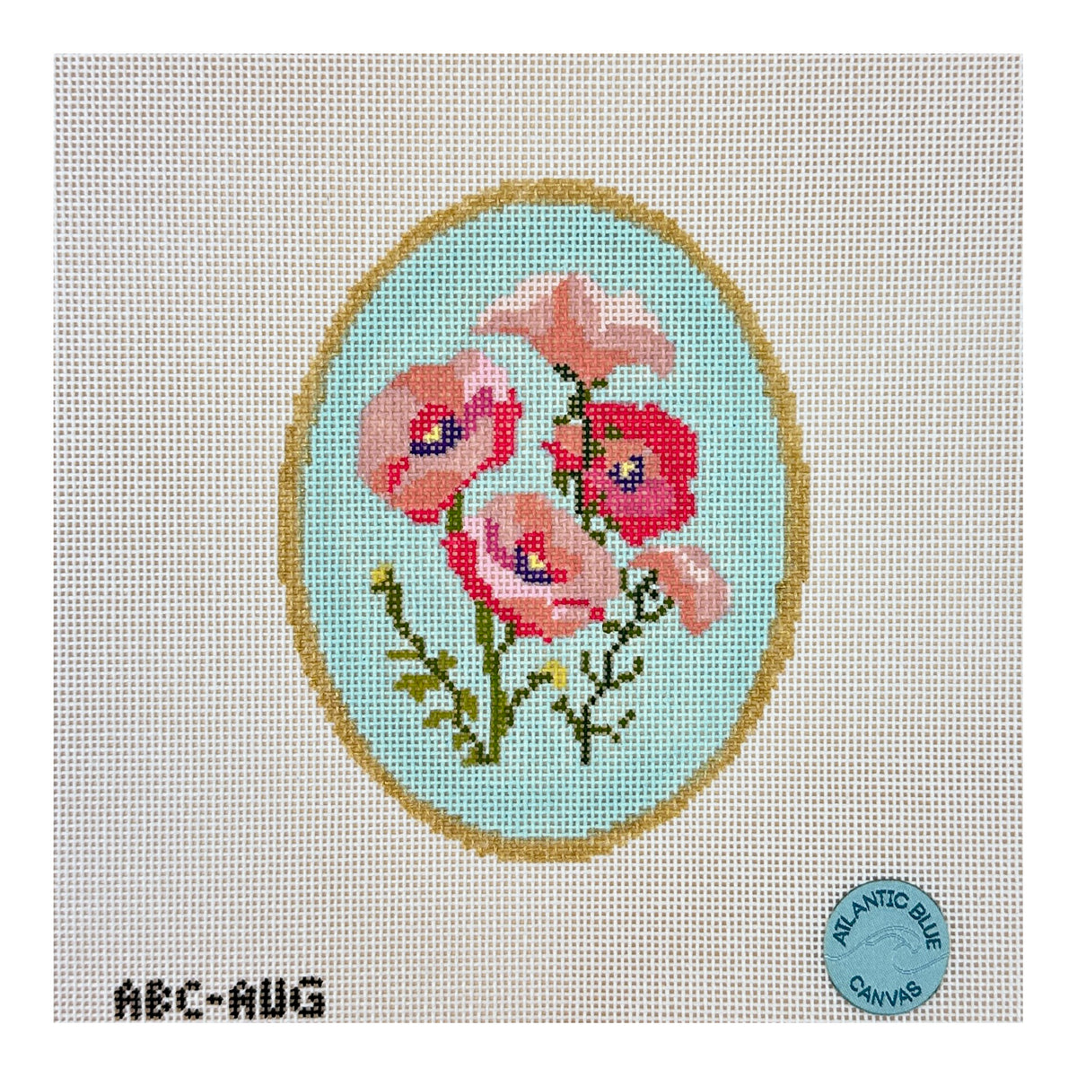 Atlantic Blue Canvas Birth Flowers August Needlepoint Canvas