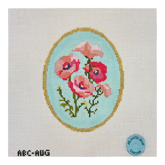 Atlantic Blue Canvas Birth Flowers August Needlepoint Canvas