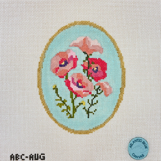 Atlantic Blue Canvas Birth Flowers August Needlepoint Canvas