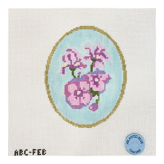 Atlantic Blue Canvas Birth Flowers February Needlepoint Canvas