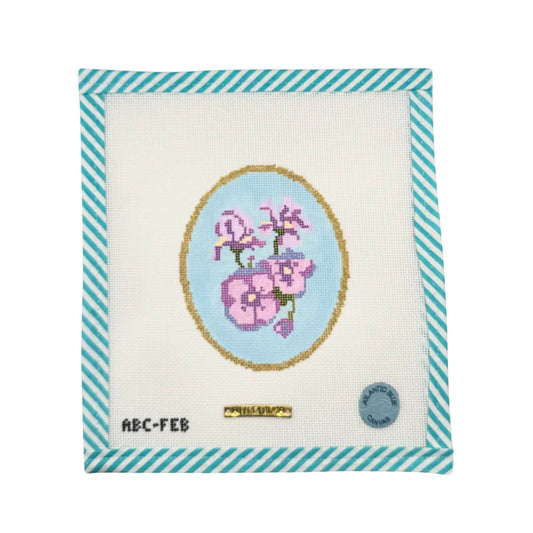 Atlantic Blue Canvas Birth Flowers February Needlepoint Canvas