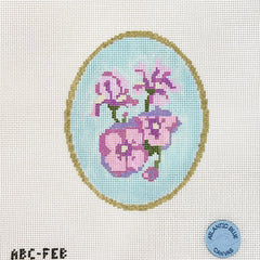 Atlantic Blue Canvas Birth Flowers February Needlepoint Canvas
