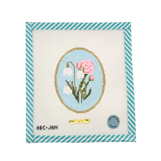 Atlantic Blue Canvas Birth Flowers January Needlepoint Canvas