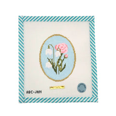 Atlantic Blue Canvas Birth Flowers January Needlepoint Canvas