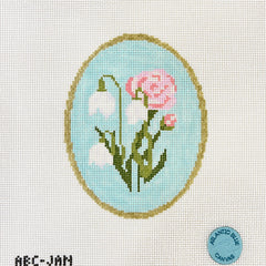 Atlantic Blue Canvas Birth Flowers January Needlepoint Canvas