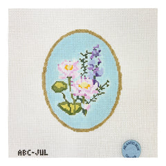 Atlantic Blue Canvas Birth Flowers July Needlepoint Canvas