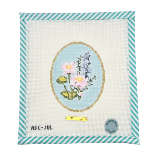 Atlantic Blue Canvas Birth Flowers July Needlepoint Canvas