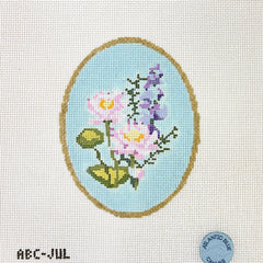 Atlantic Blue Canvas Birth Flowers July Needlepoint Canvas
