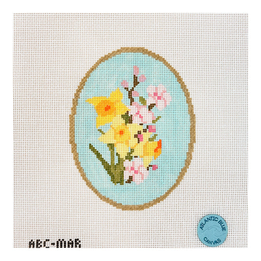 Atlantic Blue Canvas Birth Flowers March Needlepoint Canvas