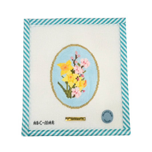 Atlantic Blue Canvas Birth Flowers March Needlepoint Canvas