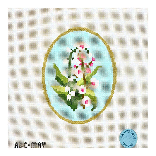 Atlantic Blue Canvas Birth Flowers May Needlepoint Canvas