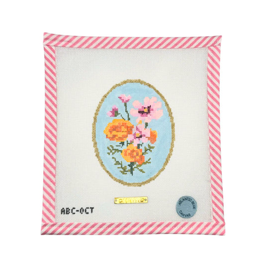 Atlantic Blue Canvas Birth Flowers October Needlepoint Canvas