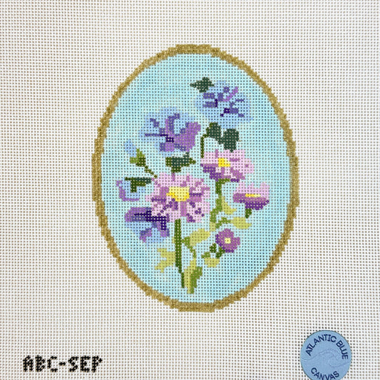 Atlantic Blue Canvas Birth Flowers September Needlepoint Canvas