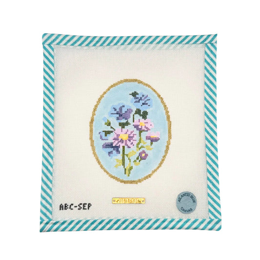 Atlantic Blue Canvas Birth Flowers September Needlepoint Canvas