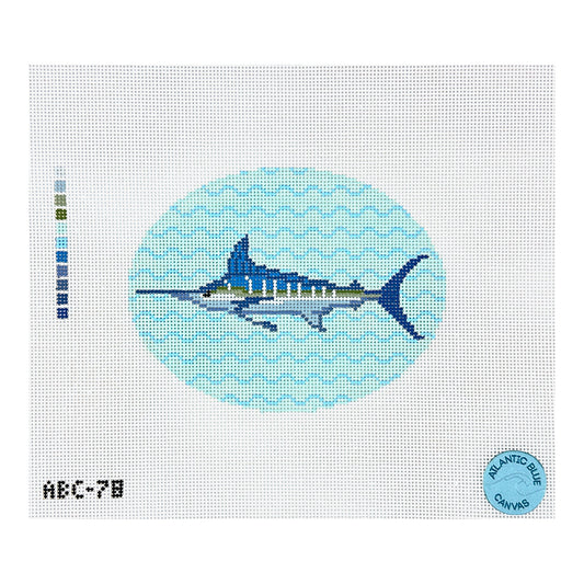 Atlantic Blue Canvas Blue Marlin Needlepoint Canvas