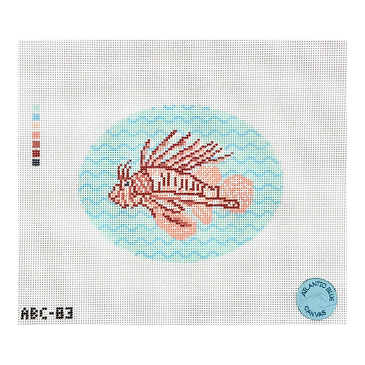 Atlantic Blue Canvas Lionfish Needlepoint Canvas