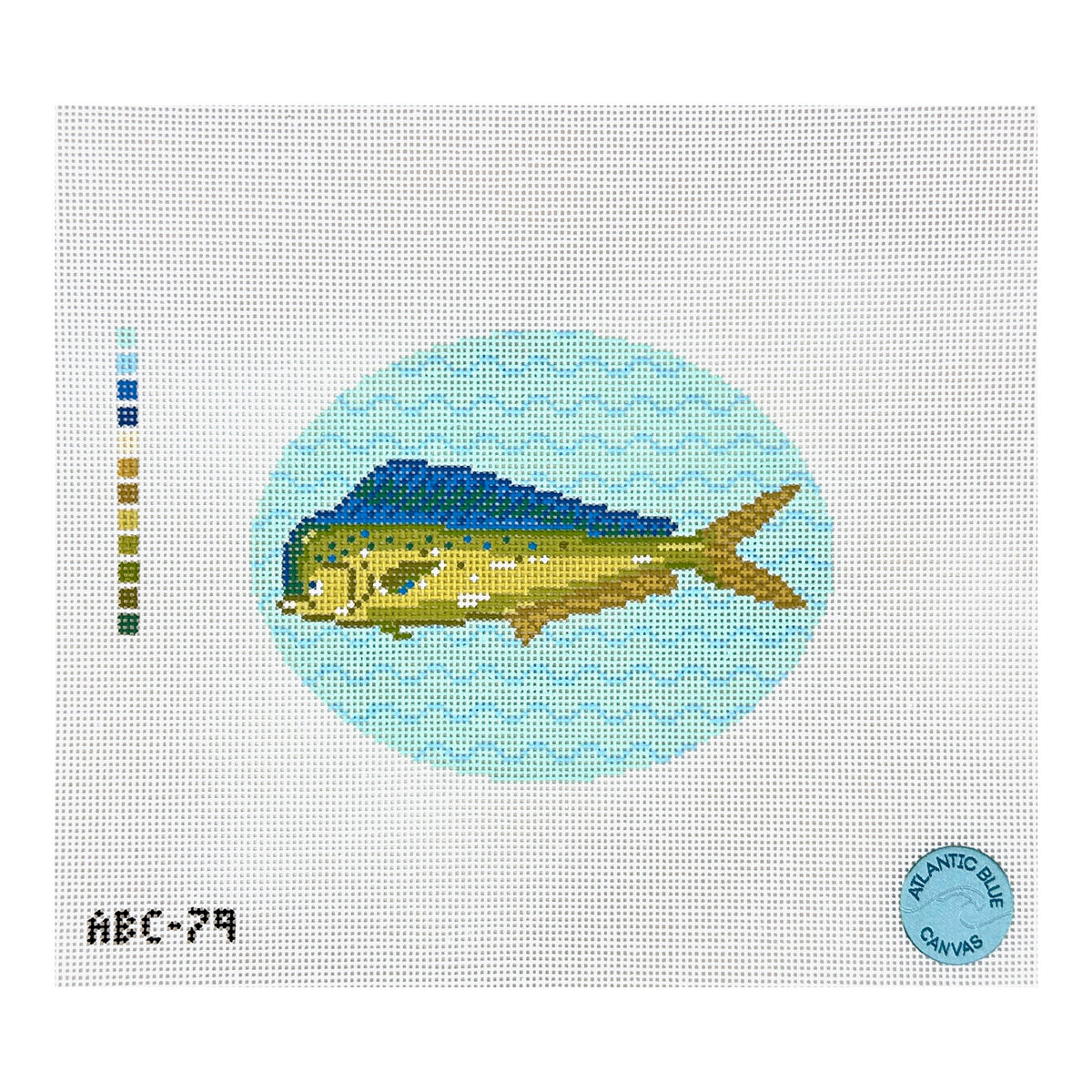 Atlantic Blue Canvas Mahi Mahi Fish Needlepoint Canvas