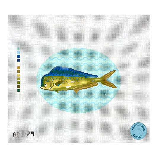 Atlantic Blue Canvas Mahi Mahi Fish Needlepoint Canvas