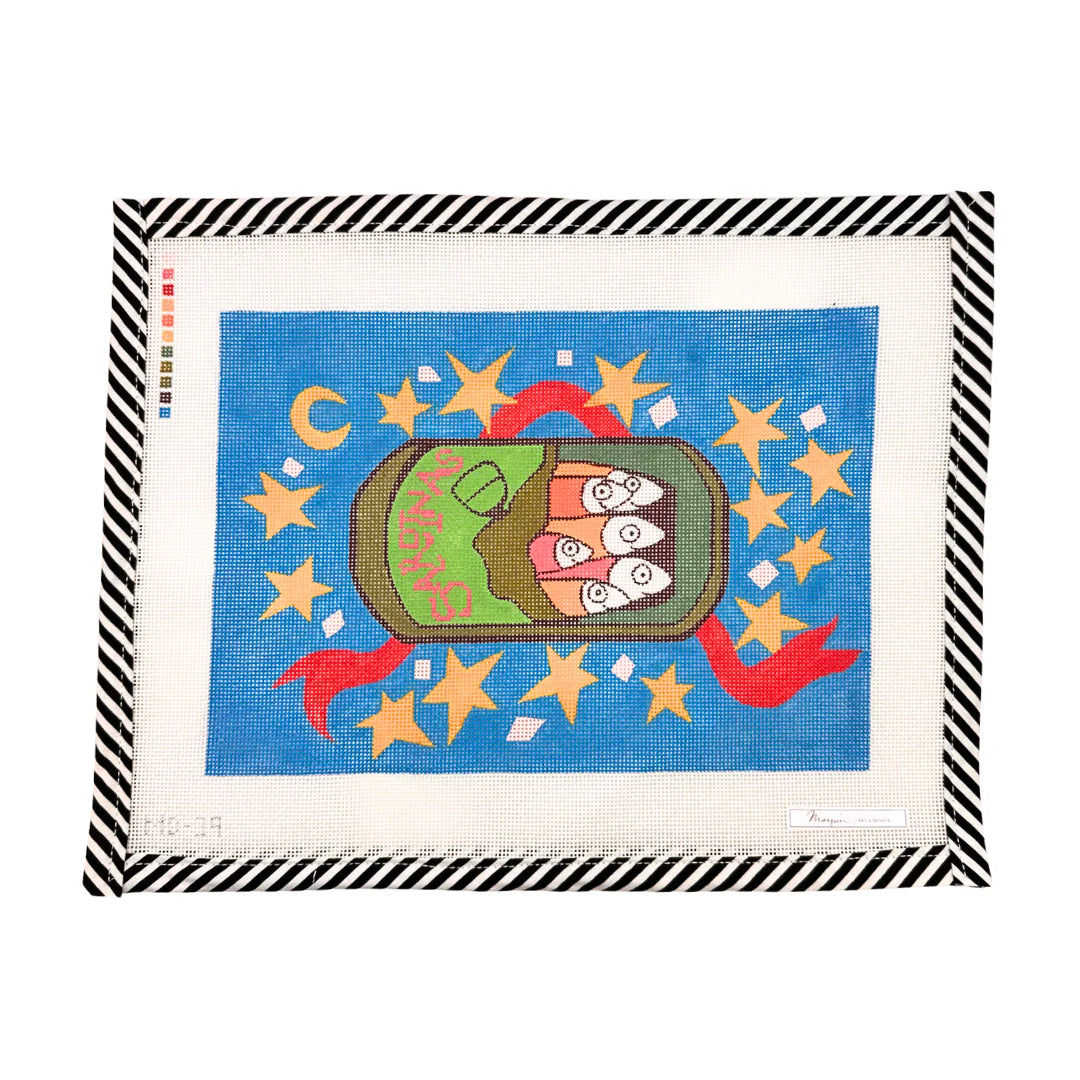 Atlantic Blue Canvas Marquin Campbell Sardine Clutch Needlepoint Canvas