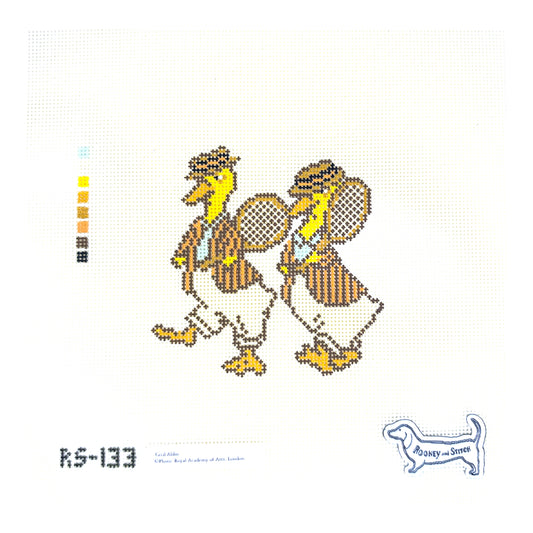Atlantic Blue Canvas Rooney and Stitch Cecil Aldin Tennis Ducks Needlepoint Canvas - Small