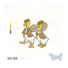 Atlantic Blue Canvas Rooney and Stitch Cecil Aldin Tennis Ducks Needlepoint Canvas - Small