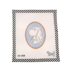 Atlantic Blue Canvas Rooney and Stitch Dog Cameo Needlepoint Canvas - Bassett Hound
