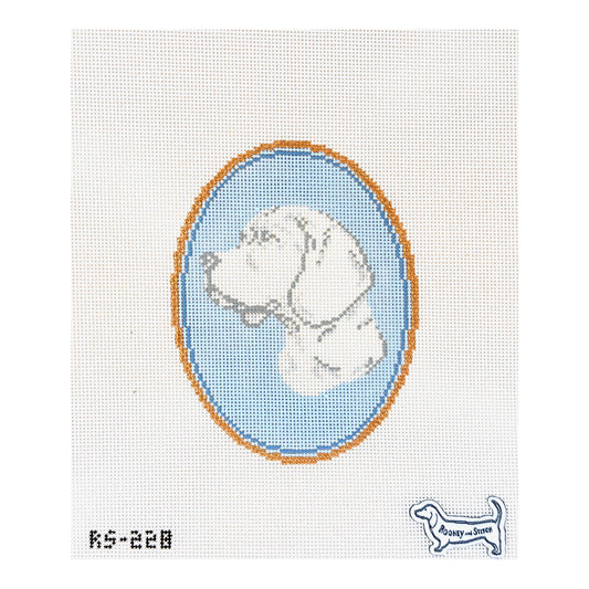 Atlantic Blue Canvas Rooney and Stitch Dog Cameo Needlepoint Canvas - Beagle