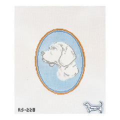 Atlantic Blue Canvas Rooney and Stitch Dog Cameo Needlepoint Canvas - Beagle