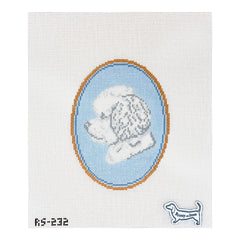 Atlantic Blue Canvas Rooney and Stitch Dog Cameo Needlepoint Canvas - Bichon