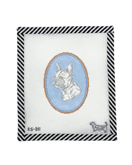 Atlantic Blue Canvas Rooney and Stitch Dog Cameo Needlepoint Canvas - Boston Terrier