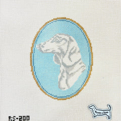 Atlantic Blue Canvas Rooney and Stitch Dog Cameo Needlepoint Canvas - Dachshund