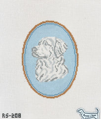 Atlantic Blue Canvas Rooney and Stitch Dog Cameo Needlepoint Canvas - Golden Retriever