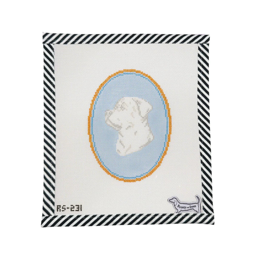 Atlantic Blue Canvas Rooney and Stitch Dog Cameo Needlepoint Canvas - Rottweiler