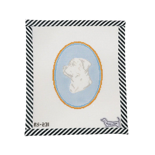 Atlantic Blue Canvas Rooney and Stitch Dog Cameo Needlepoint Canvas - Rottweiler