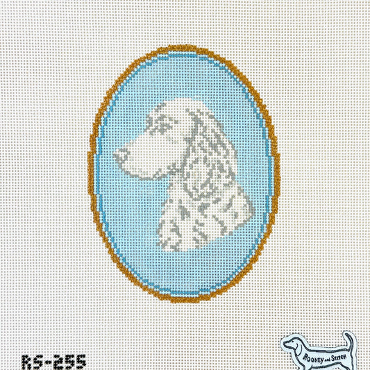 Atlantic Blue Canvas Rooney and Stitch Dog Cameo Needlepoint Canvas - Setter