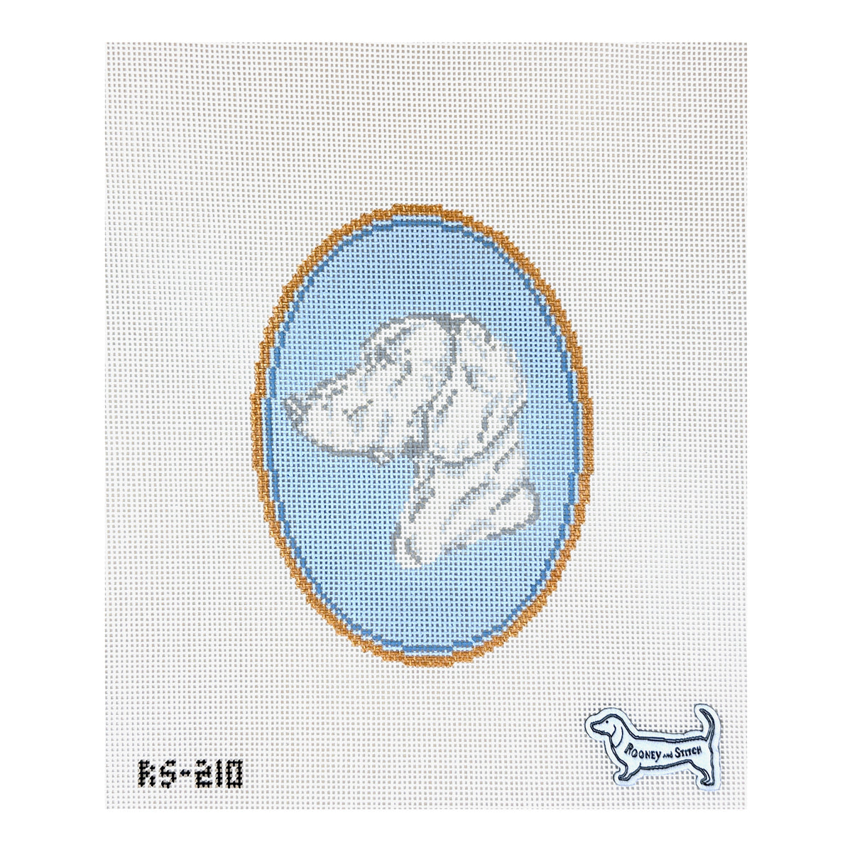 Atlantic Blue Canvas Rooney and Stitch Dog Cameo Needlepoint Canvas - Vizsla