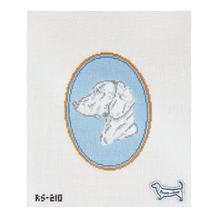 Atlantic Blue Canvas Rooney and Stitch Dog Cameo Needlepoint Canvas - Vizsla