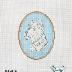 Atlantic Blue Canvas Rooney and Stitch Dog Cameo Needlepoint Canvas - Westie