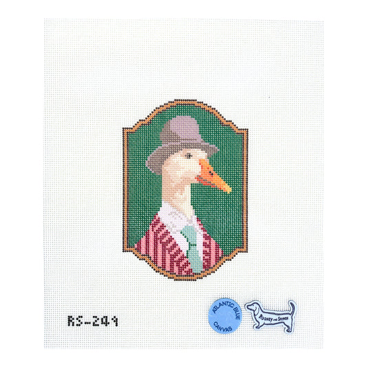 Atlantic Blue Canvas Rooney and Stitch Mr. Duck Needlepoint Canvas