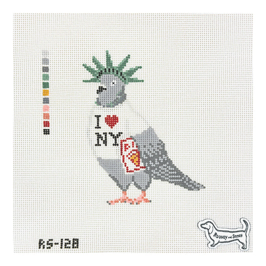 Atlantic Blue Canvas Rooney and Stitch Mascots NYC Pigeon Needlepoint Canvas
