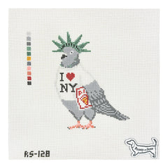 Atlantic Blue Canvas Rooney and Stitch Mascots NYC Pigeon Needlepoint Canvas