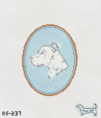Atlantic Blue Canvas Rooney and Stitch The Pit Bull Cameo Needlepoint Canvas
