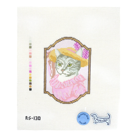 Atlantic Blue Canvas Rooney & Stitch Meowrie Antoinette Needlepoint Canvas