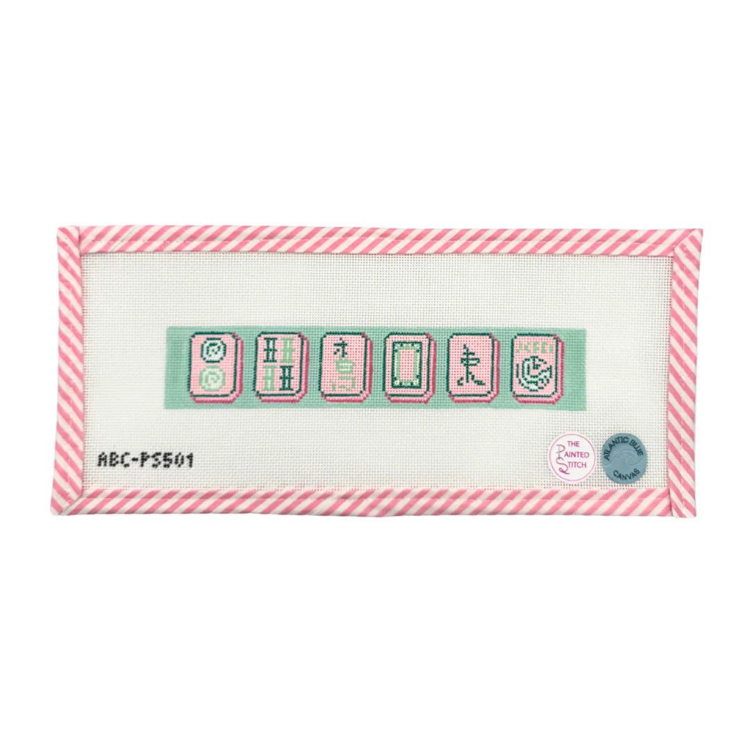 Atlantic Blue Canvas The Painted Stitch Pink Mahjong Tiles Fob Needlepoint Canvas