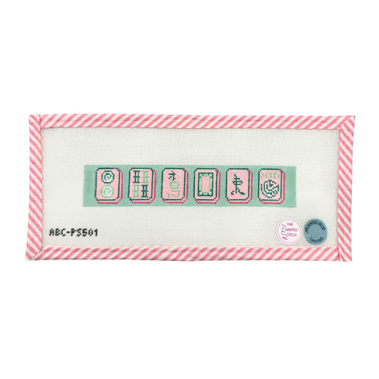 Atlantic Blue Canvas The Painted Stitch Pink Mahjong Tiles Fob Needlepoint Canvas