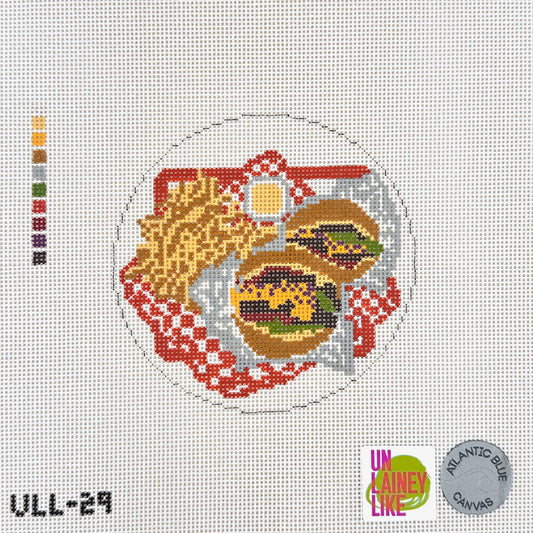 Atlantic Blue Canvas Un Lainey Like Cheeseburger Needlepoint Canvas